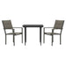 3 Piece Garden Dining Set Black Steel and Textilene Txbbita