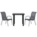 3 Piece Garden Dining Set Black Steel and Textilene Txbblkb