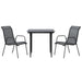 3 Piece Garden Dining Set Black Steel and Textilene Txbblnx