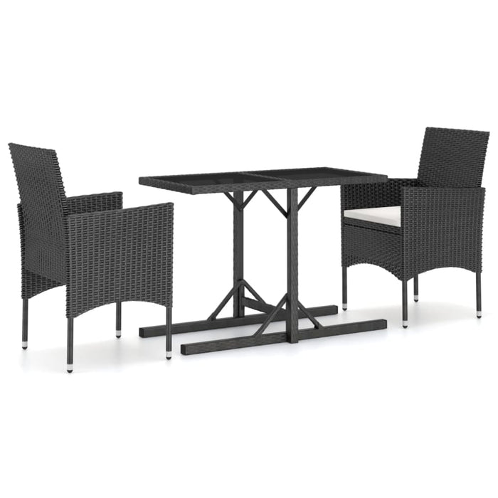 3 Piece Garden Dining Set Black Tbixatt