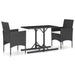 3 Piece Garden Dining Set Black Tbixatt