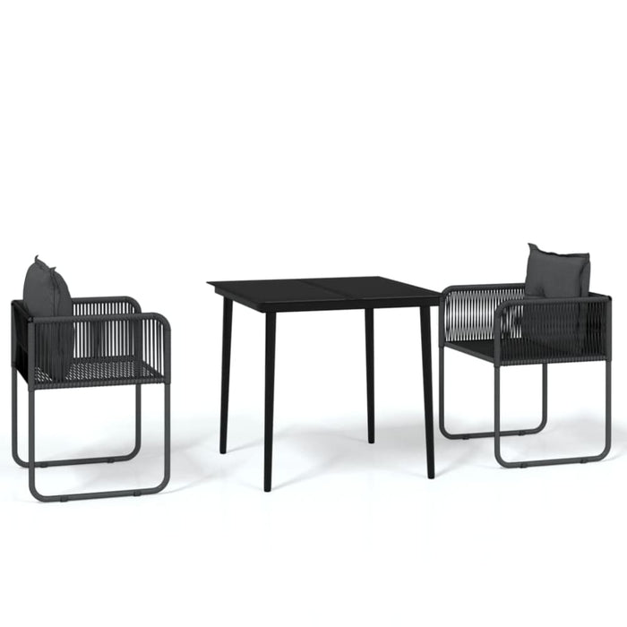 3 Piece Garden Dining Set Black Tbkkbnt
