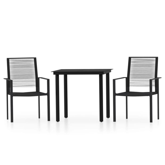 3 Piece Garden Dining Set Black Tbkkoki