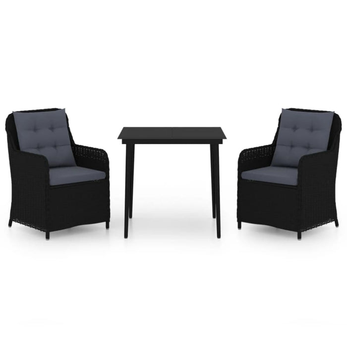 3 Piece Garden Dining Set Black Tbkkpio