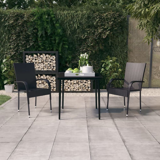 3 Piece Garden Dining Set Black Tbkktkp
