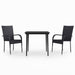 3 Piece Garden Dining Set Black Tbkktkp