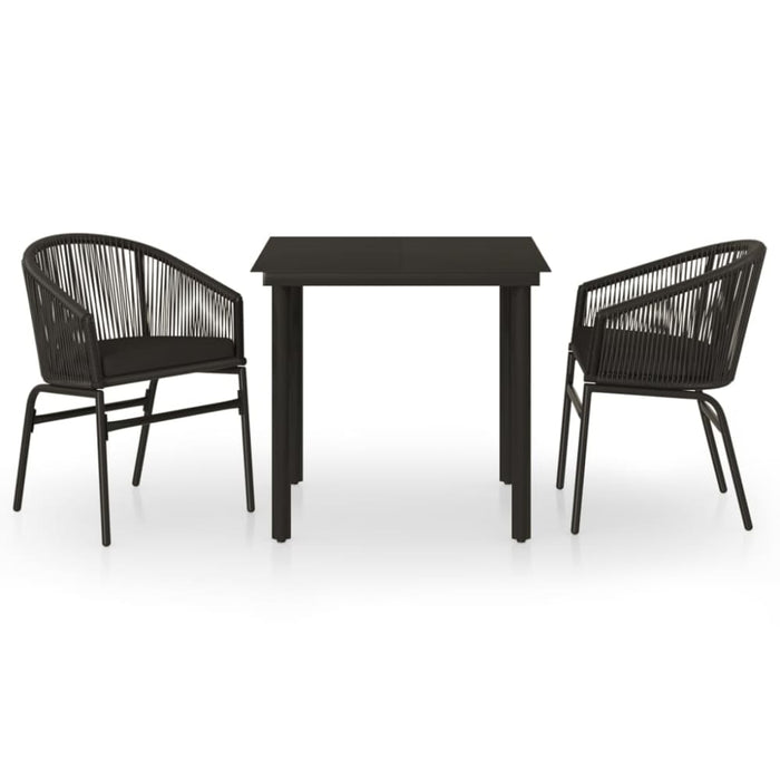 3 Piece Garden Dining Set Black Tbkkxxo