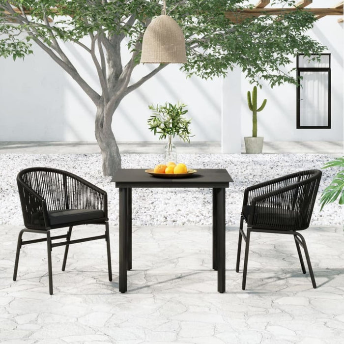 3 Piece Garden Dining Set Black Tbkkxxo