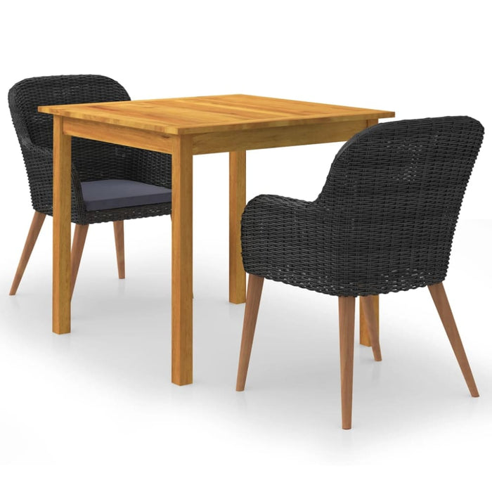 3 Piece Garden Dining Set Black Tbliitb