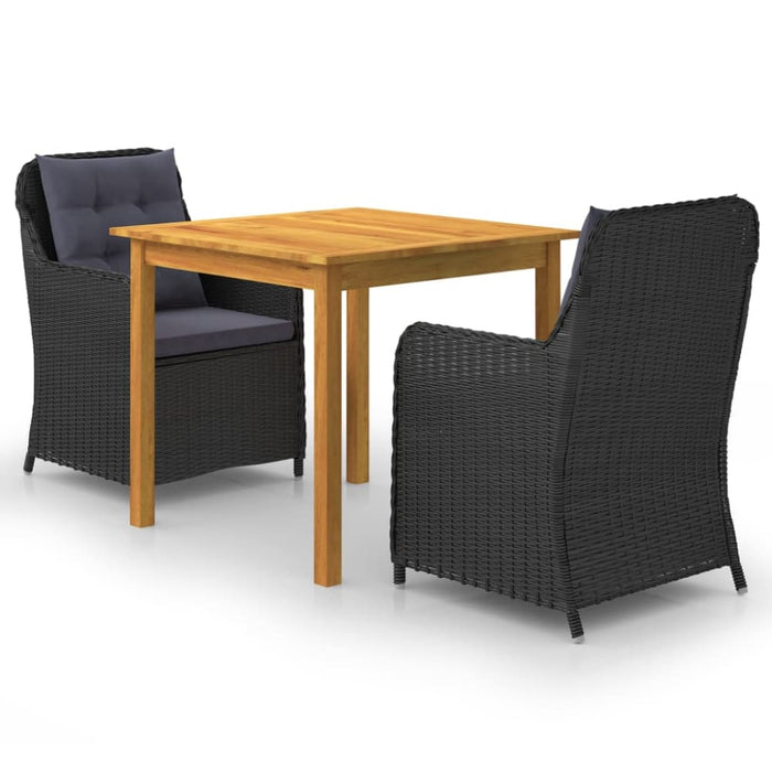 3 Piece Garden Dining Set Black Tbliixp