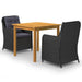 3 Piece Garden Dining Set Black Tbliixp
