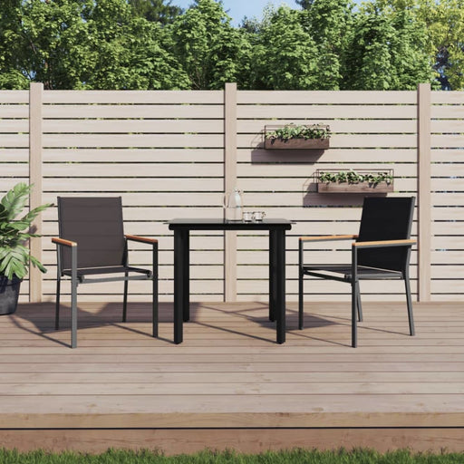 3 Piece Garden Dining Set Black Textilene And Steel Tonibao