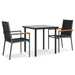 3 Piece Garden Dining Set Black Textilene And Steel Tonibao