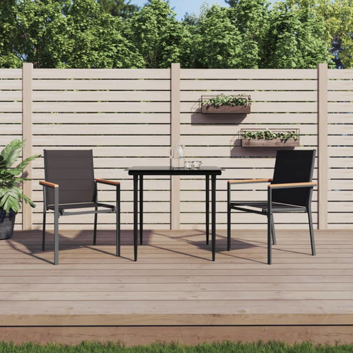 3 Piece Garden Dining Set Black Textilene And Steel Tonibtt