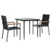 3 Piece Garden Dining Set Black Textilene And Steel Tonibtt