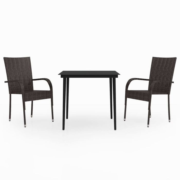 3 Piece Garden Dining Set Brown and Black Tbkkabo