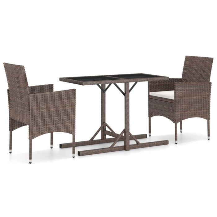 3 Piece Garden Dining Set Brown Tbixaan