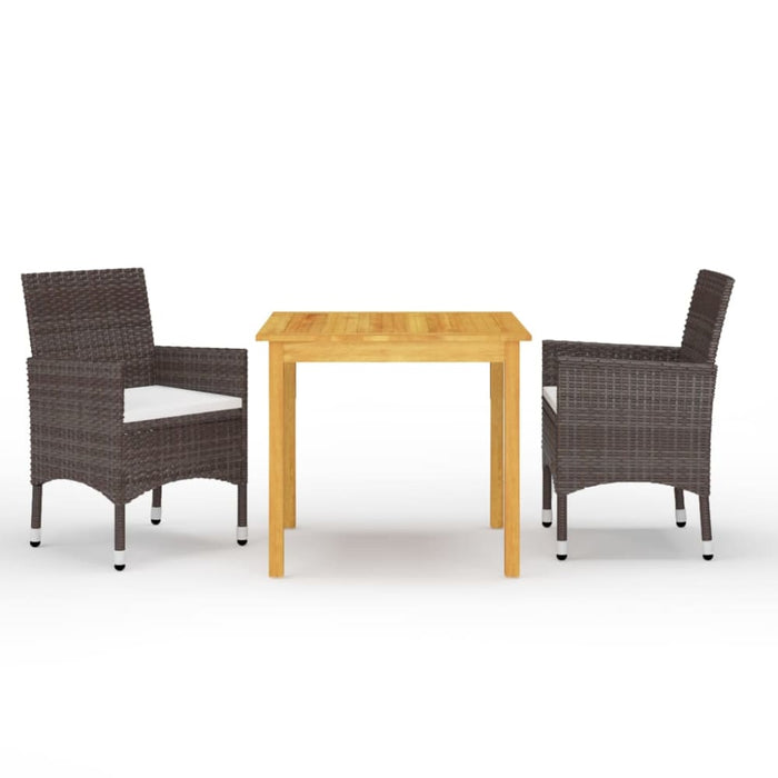3 Piece Garden Dining Set Brown Tblilib