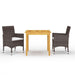 3 Piece Garden Dining Set Brown Tblilib