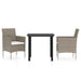 3 Piece Garden Dining Set with Cushions Beige and Black