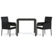 3 Piece Garden Dining Set with Cushions Black Poly Rattan