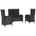 3 Piece Garden Dining Set with Cushions Black Poly Rattan