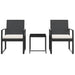 3 Piece Garden Dining Set with Cushions Black Pp Rattan