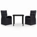 3 Piece Garden Dining Set with Cushions Black Tbkkaik
