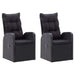 3 Piece Garden Dining Set with Cushions Black Tbkkaik