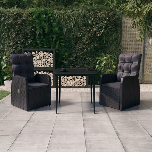 3 Piece Garden Dining Set with Cushions Black Tbkkako