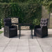 3 Piece Garden Dining Set with Cushions Black Tbkkako