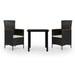 3 Piece Garden Dining Set with Cushions Black Tbkkaxp