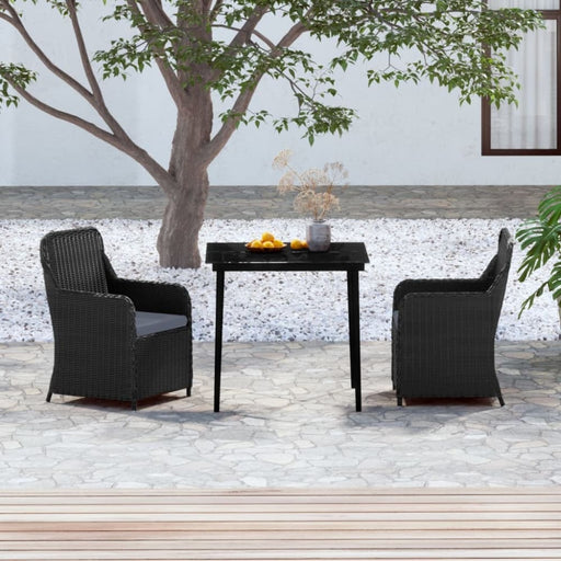 3 Piece Garden Dining Set with Cushions Black Tbkkpao