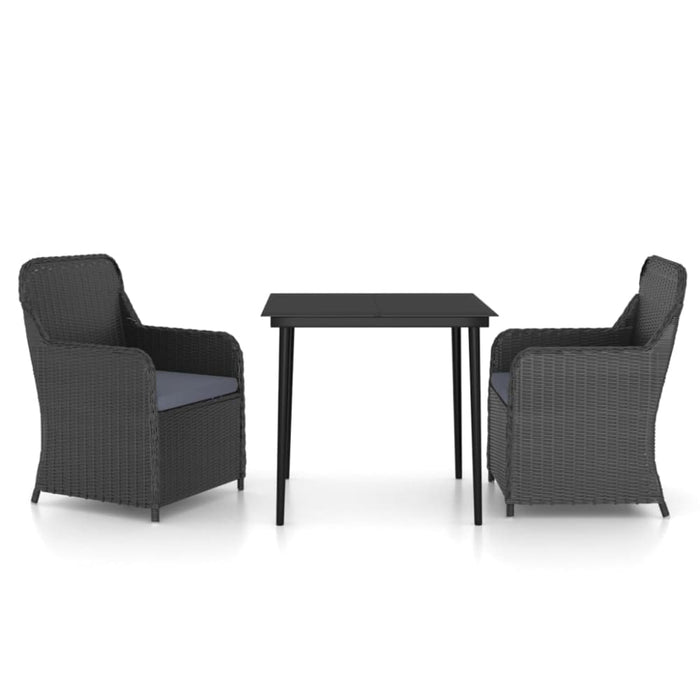 3 Piece Garden Dining Set with Cushions Black Tbkkpao