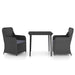 3 Piece Garden Dining Set with Cushions Black Tbkkpao