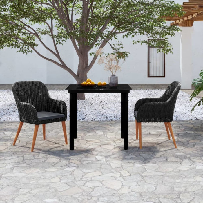 3 Piece Garden Dining Set With Cushions Black Tbkkpbp