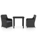 3 Piece Garden Dining Set with Cushions Black Tbkkpxk