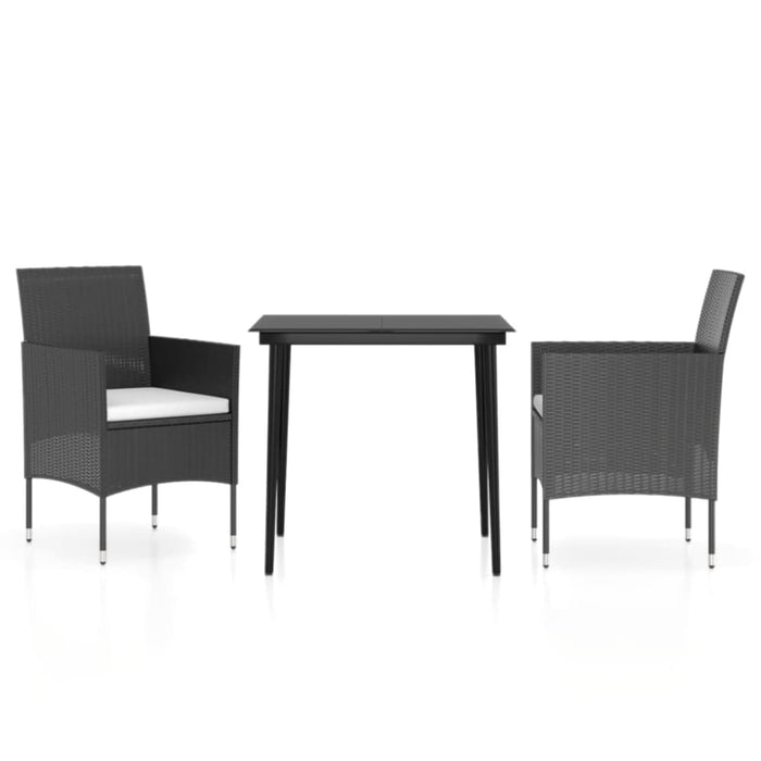 3 Piece Garden Dining Set with Cushions Black Tbkktbp