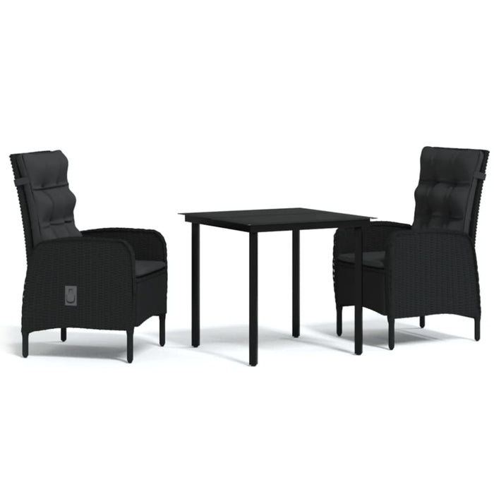 3 Piece Garden Dining Set with Cushions Black Tbkktpt