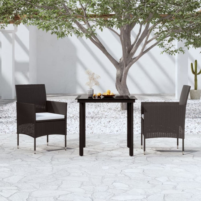 3 Piece Garden Dining Set with Cushions Black Tbkkxno