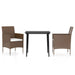 3 Piece Garden Dining Set with Cushions Brown and Black