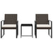 3 Piece Garden Dining Set with Cushions Brown Pp Rattan