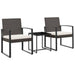 3 Piece Garden Dining Set with Cushions Brown Pp Rattan