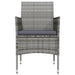 3 Piece Garden Dining Set with Cushions Grey and Black