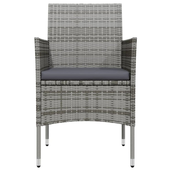 3 Piece Garden Dining Set with Cushions Grey and Black