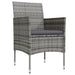 3 Piece Garden Dining Set with Cushions Grey and Black