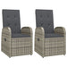 3 Piece Garden Dining Set with Cushions Grey Poly Rattan