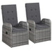 3 Piece Garden Dining Set with Cushions Grey Tbkkait