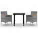 3 Piece Garden Dining Set with Cushions Poly Rattan