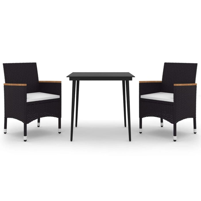 3 Piece Garden Dining Set with Cushions Poly Rattan